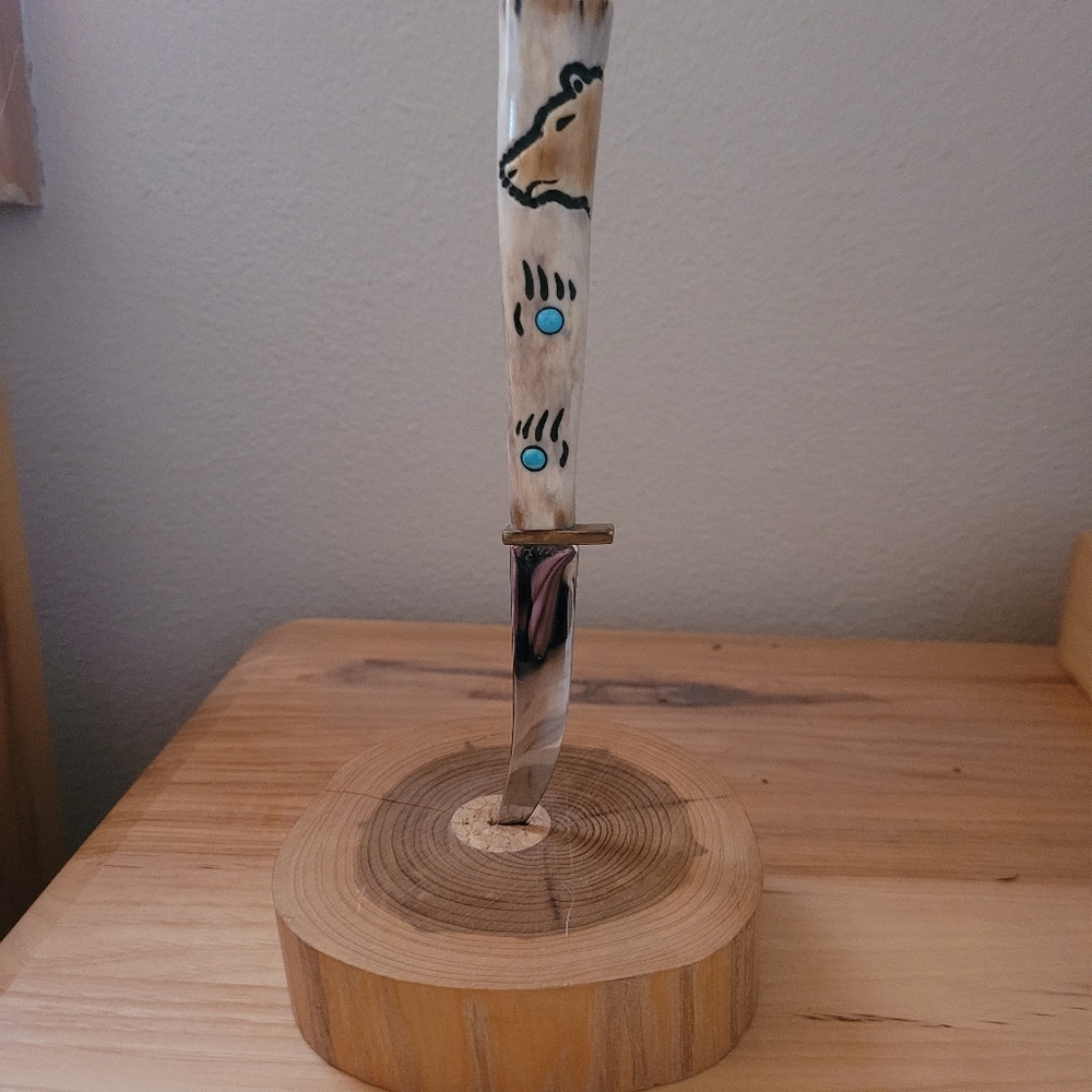 Ted Miller  Handmade Stag Knife. Custom Made By Famed Cherokee Knife Maker.